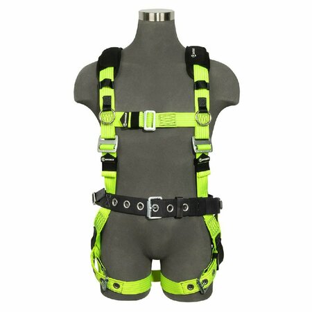 SAFEWAZE Reflective Full Body Harness: 1D, MB Chest, TB legs, Mining belt PRO56